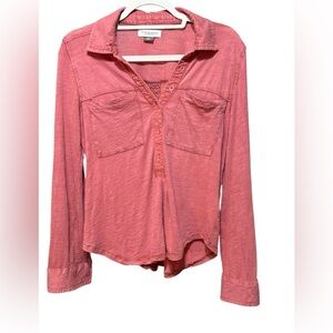 Anthropologie‎ Pilcro Women’s Popover Button Front Top Rose Pink Sz S